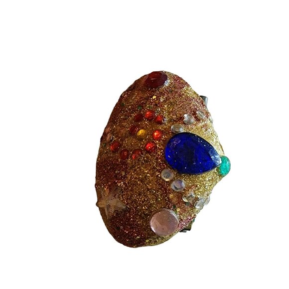 Vintage Shell Glitter and Stone Brooch (A1519) - Picture 2 of 4